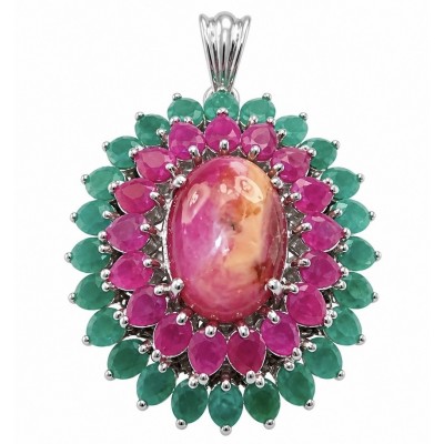 Carmen - authentic 22.5 carat Star Ruby rhodium over .925 Sterling Silver handcrafted Pendant