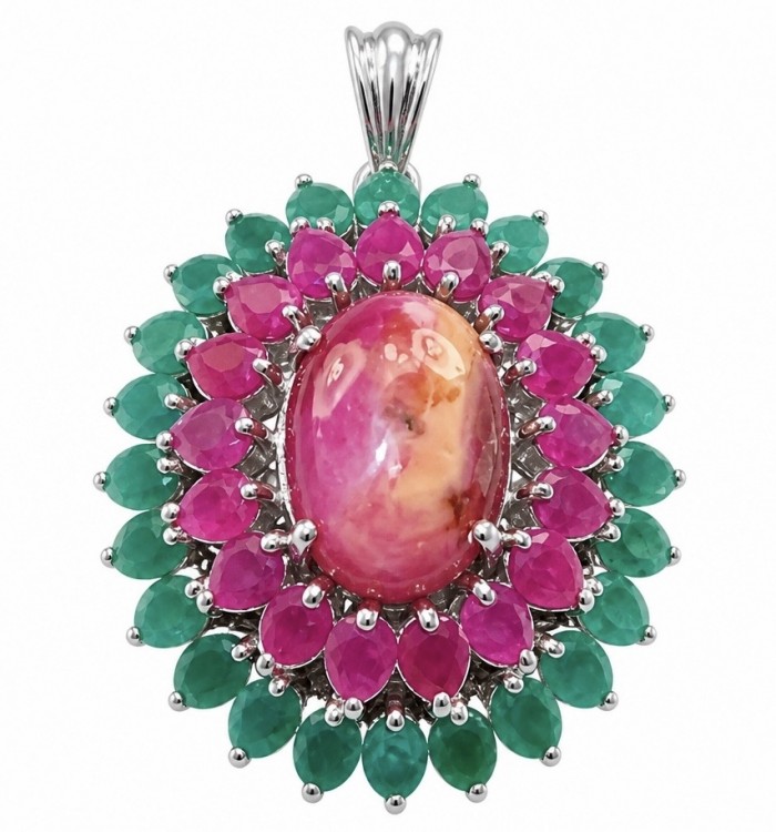 Carmen - authentic 22.5 carat Star Ruby rhodium over .925 Sterling Silver handcrafted Pendant