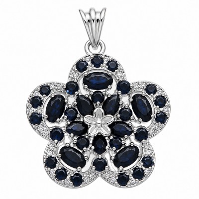 Julietta 12.5 carat genuine Sapphire .925 Sterling Silver dipped in rhodium handmade Pendant