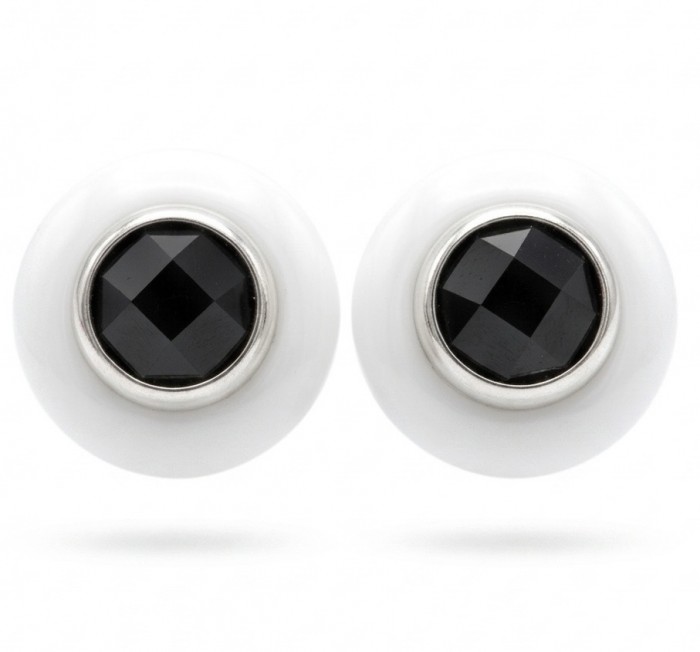 Black and White Authentic Agate .925 Sterling Silver handmade earrings
