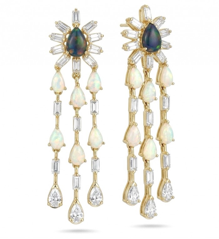 Giovanna 8.2 carat Australian Black Opal Australia Opal 22K Gold over .925 Sterling Silver incredible handcrafted Earrings