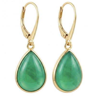 Unique genuine Jade 18K Gold over over .925 Sterling Silver handcrafted earrings