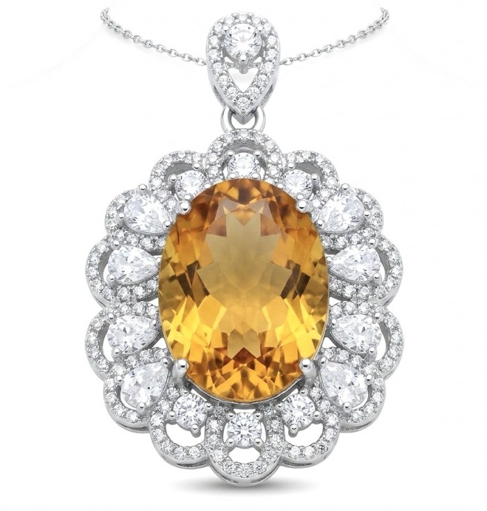 Costa del Sol 18.8 carat Citrine .925 Sterling Silver handcrafted Statement pendant