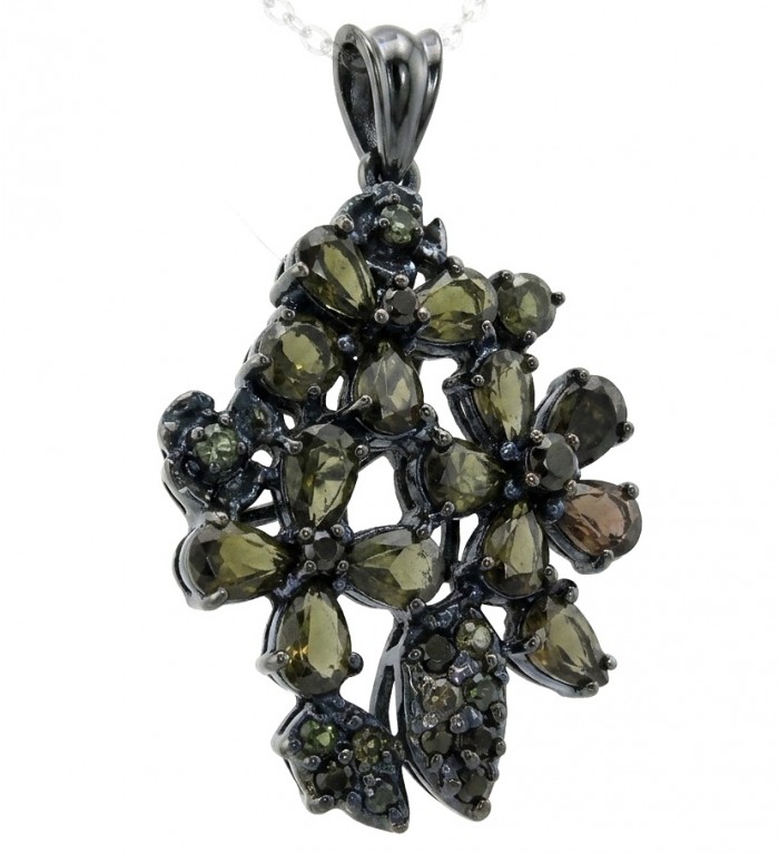 Mystery Rare 12.5 carat Grandidierite black rhodium over .925 Sterling Silver Handcrafted pendant