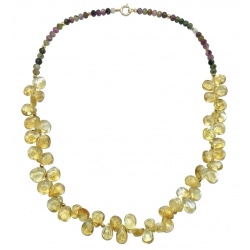Francesca - briolette cut 28.8 carat Natural Brazilian Citrine TOURMALINE .925 Sterling Silver dipped in 14K Gold handcrafted necklace