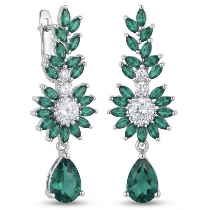 Giovanna - Authentic 7.9 carat COLOMBIAN EMERALD .925 Sterling Silver handcrafted earrings