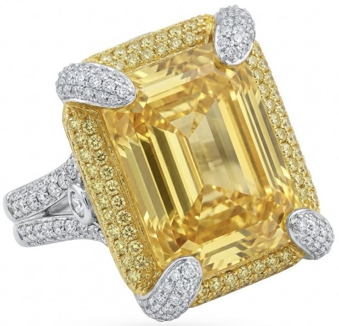 Wearable Art - Solid 27.2 carat Genuine Yellow Sapphire .925 Sterling Silver handcrafted ring size 8 - video