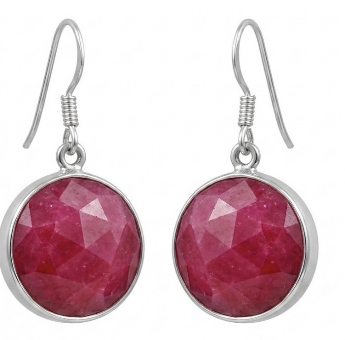 Born to Glam uthentic 15.2 carat Ruby .925 Sterling Silver handcrafted earrings