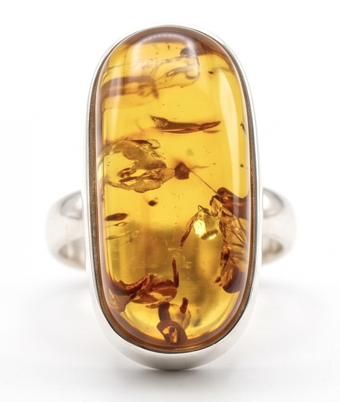 Beauty of the Sea - Natural Baltic Amber .925 Sterling Silver handcrafted ring; s. 7 adjustable