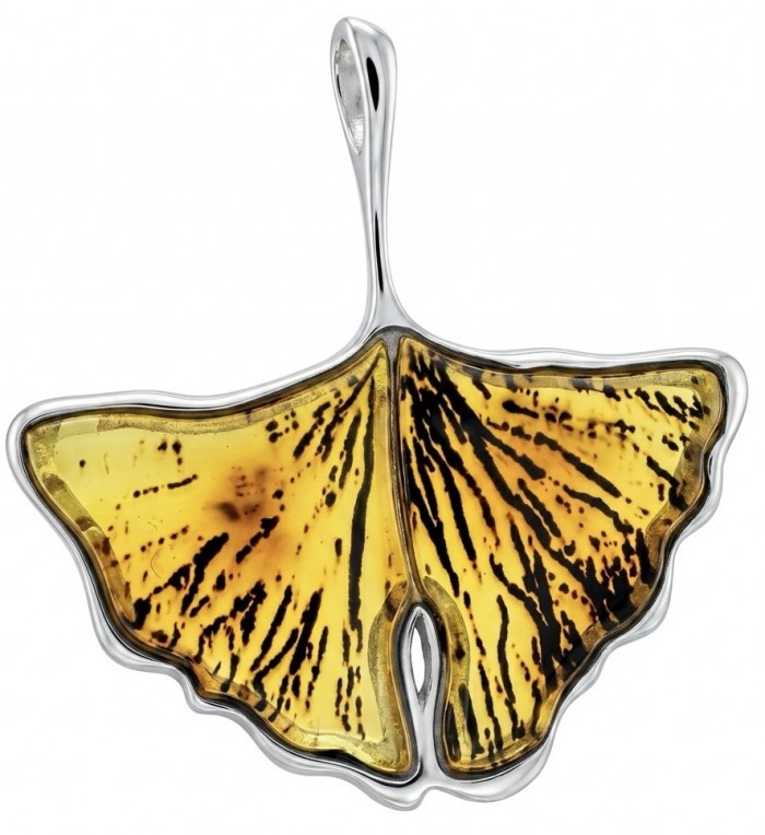 Calla Lily Prehistoric Authentic Butterscotch Baltic Amber .925 Sterling Silver beautifully handcrafted Pendant