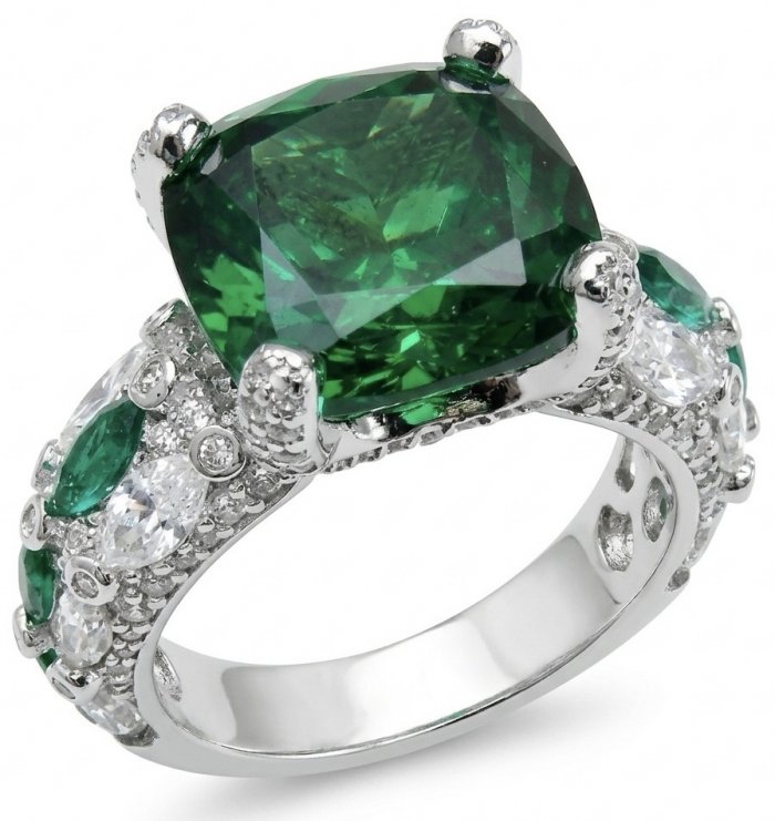 Top quality - Real Treasure assher cut 17.2 carat Chrome Diopside .925 Sterling Silver Ring size 7 - video