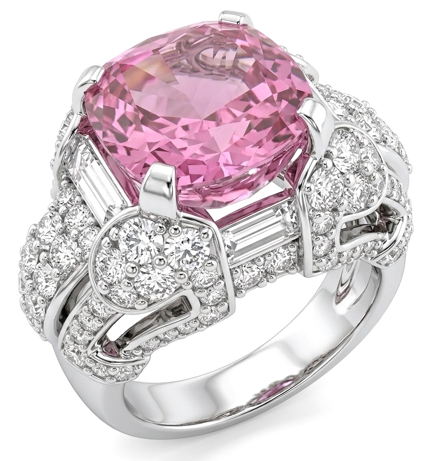 Pink Sapphire Ring Sterling Silver 10.2ct Statement
