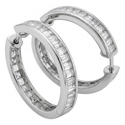 Allure Natural 8.2 carat White Topaz .925 Sterling Silver handcrafted hoop earrings