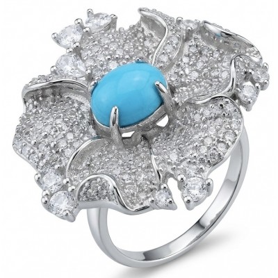 Pacifica - 3.4 carat Sleeping Beauty Turquoise .925 Sterling Silver handmade Statement Ring size 8