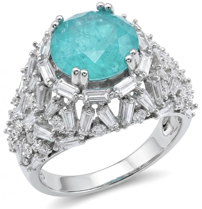Elizabeth princess cut 8.8 carat Colombian Emerald 5.2 carat Moissanite .925 Sterling Silver dipped in Rhodium handcrafted Ring size 8 1/4