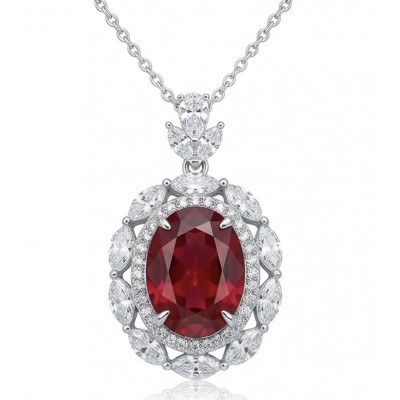 Luxurious 15.9 carat natural Ruby White Topaz .925 Sterling Silver .925 Sterling Silver Statement Necklace