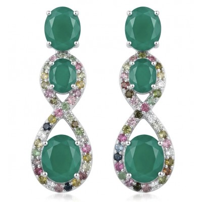 Enchanted Beauty 10.5 carat authentic Jade rhodium over .925 Sterling Silver handcrafted earrings