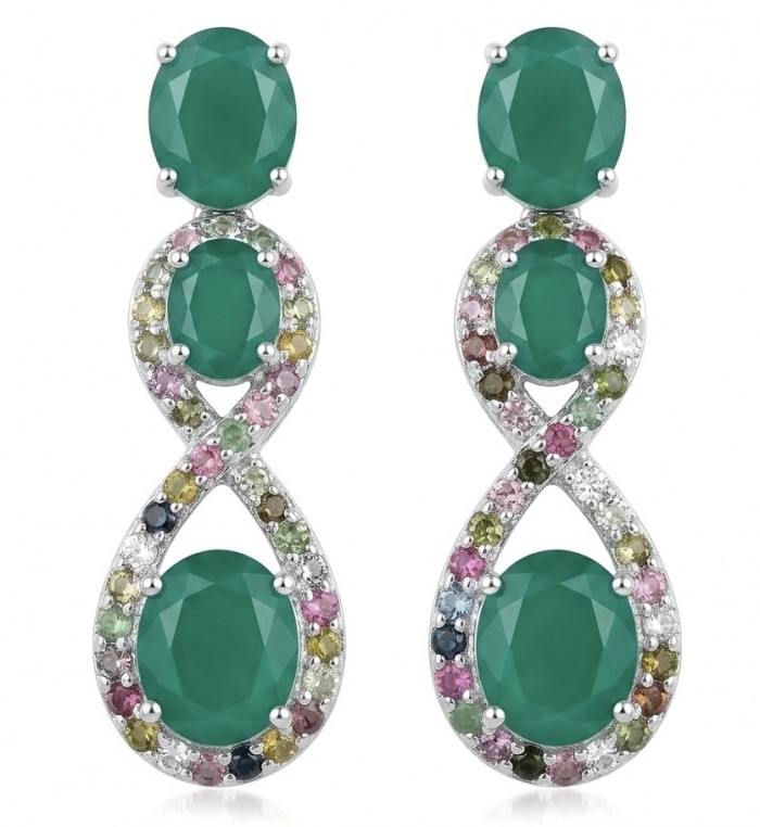 Enchanted Beauty 10.5 carat authentic Jade rhodium over .925 Sterling Silver handcrafted earrings