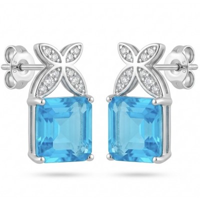Stella 3.8 carat Swiss Blue Topaz .925 Sterling Silver handmade Earrings