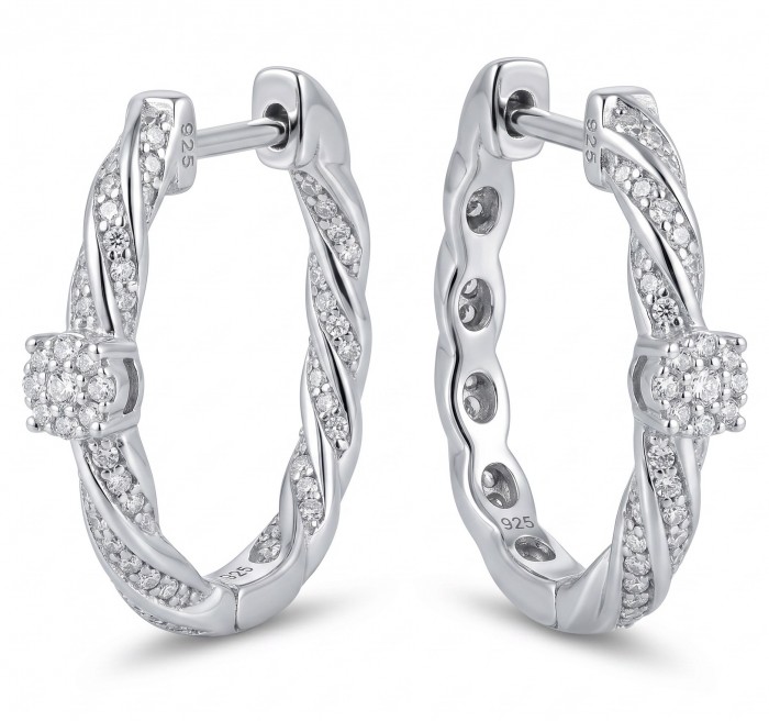 Elizabeth Natural 1.2 carat White Topaz .925 Sterling Silver handcrafted earrings