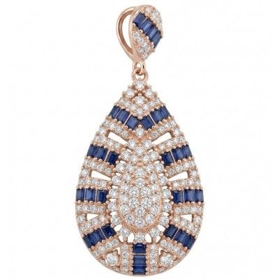 Julietta 7.5 carat genuine pave Sapphire .925 Sterling Silver dipped 18K Rose Gold handmade Pendant