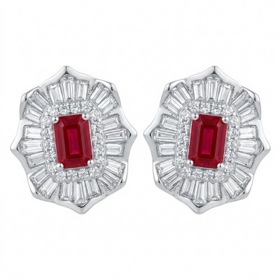 Art deco - Natural 0.7 carat Mozambique Ruby .925 Sterling Silver Handcrafted Earrings