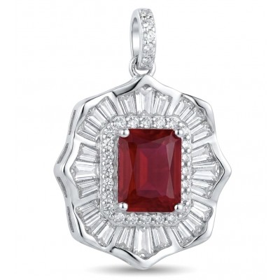 Art deco - Natural 0.4 carat Mozambique Ruby .925 Sterling Silver Handcrafted Pendant