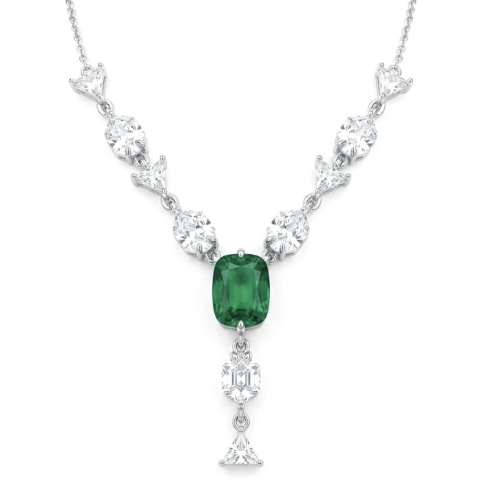 Giovanna- Authentic 7.5 CARAT natural Colombian Emerald .925 Sterling Silver handcrafted necklace