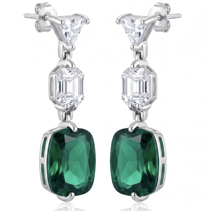 Giovanna- Authentic 8.5 CARAT natural Colombian Emerald .925 Sterling Silver handcrafted Statement earrings