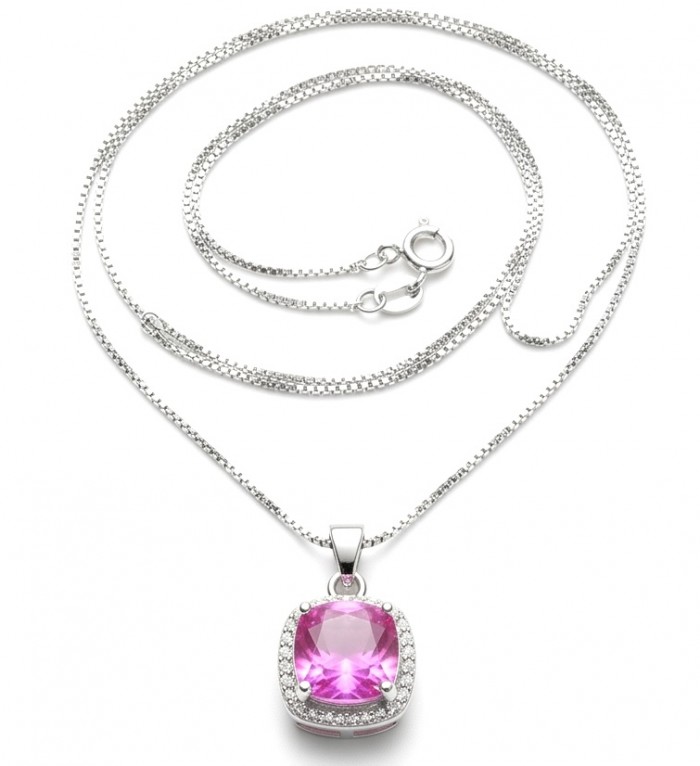 Isabella - delicate 1.9 carat Pink Sapphire .925 Sterling Silver handcrafted Statement Necklace