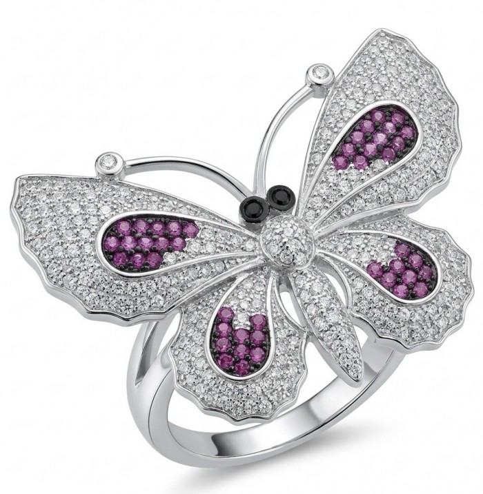 Precious Butterfly Genuine 10.5 carat Ruby .925 Sterling Silver handmade LARGE Statement Ring size 7 1/2