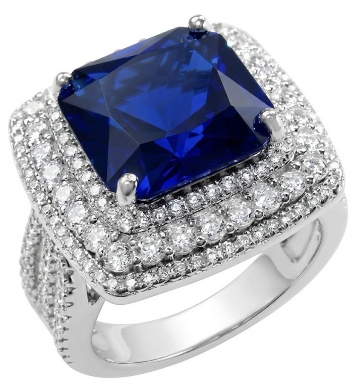 Julietta asscher cut 27.5 carat Sapphire .925 Sterling Silver handmade Statement ring size 7 1/4 - video