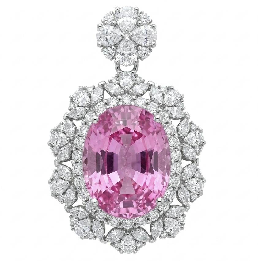 Pink Sapphire Pendant Sterling Silver | 20.4ct Oval