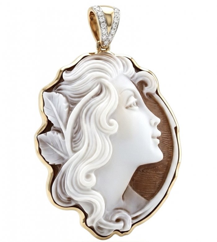 Dancing with the wind - vintage style Real Shell Cameo .925 Sterling Silver DIPPED IN RHODIUM handcrafted Made in Italy Statement pendant - video