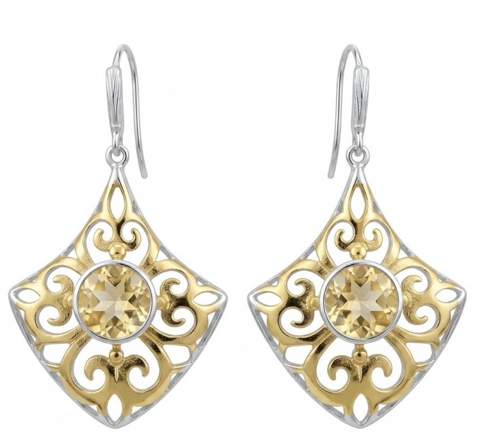 Giovanna - Authentic 5.9 carat Brazilian Citrine .925 Sterling Silver dipped in 18k Gold handcrafted earrings