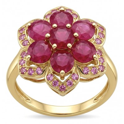 Born to Glam authentic 4.2 carat Mozambique Ruby 22K Gold over .925 Silver handcrafted Ring s. 5 1/2
