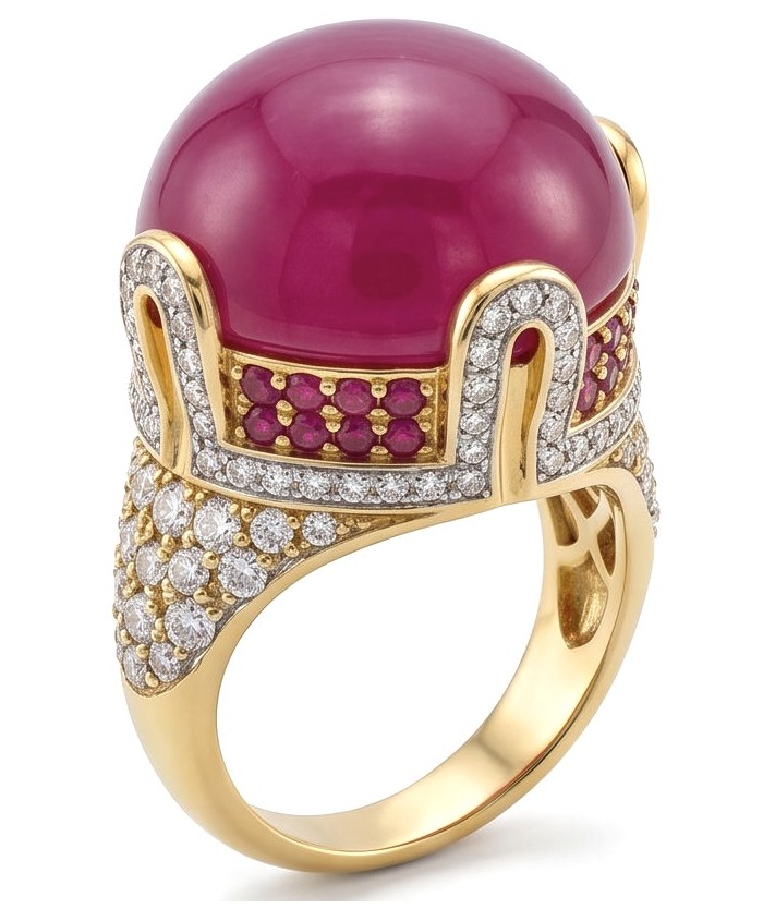 Scarlett 19.7 ctw Mozambique Ruby .925 Sterling Silver dipped in 22K WHITE Gold handcrafted Statement Ring size 7