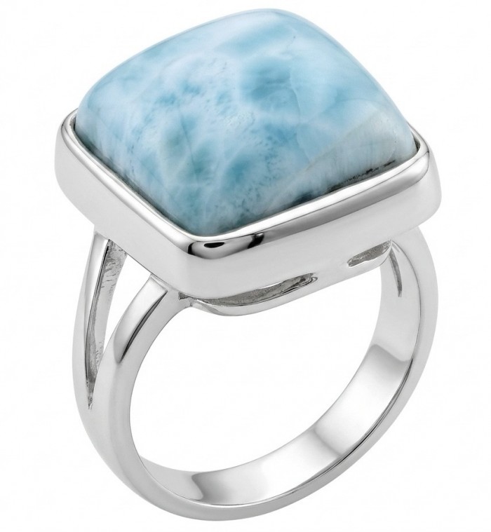 20.8 carat Blue Perfection natural Larimar .925 Sterling Silver handmade ring size 8 adjustable