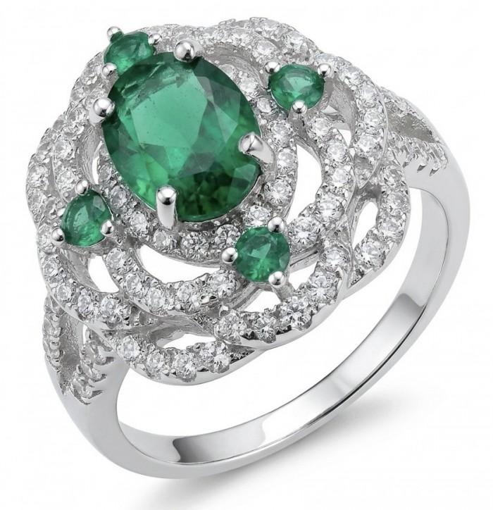 Precious 6.2 CARAT Chrome Diopside .925 Sterling Silver Statement Ring s. 7