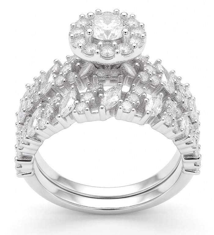 Aphrodite - 4.8 carat White Topaz Sterling Silver handcrafted stack up ring size 7