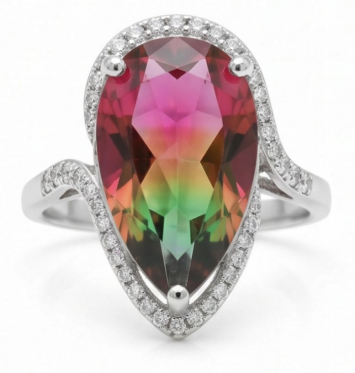 Carolyn 6.8 carat Brazilian Tourmaline .925 Sterling Silver Perfectly handcrafted Ring s. 7