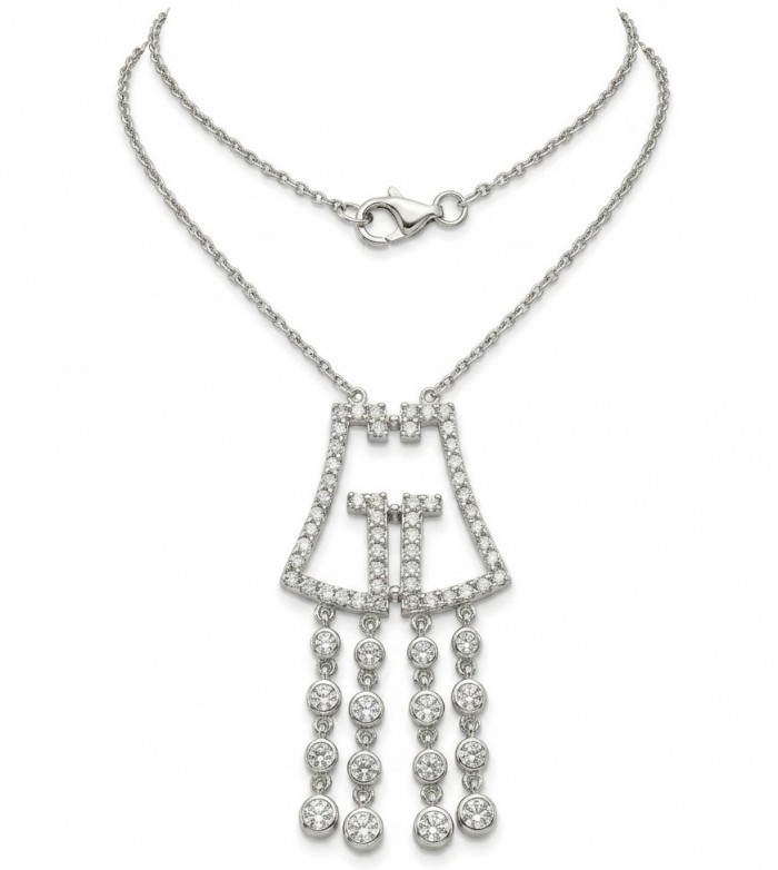 Precious Genuine White Topaz rhodium over .925 Sterling Silver handmade necklace