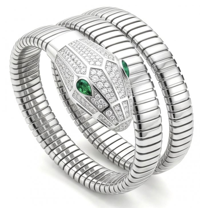 SERPENTINE Precious Snake Genuine 4.2 carat Emerald 925 Sterling Silver handcrafted Bracelet - video