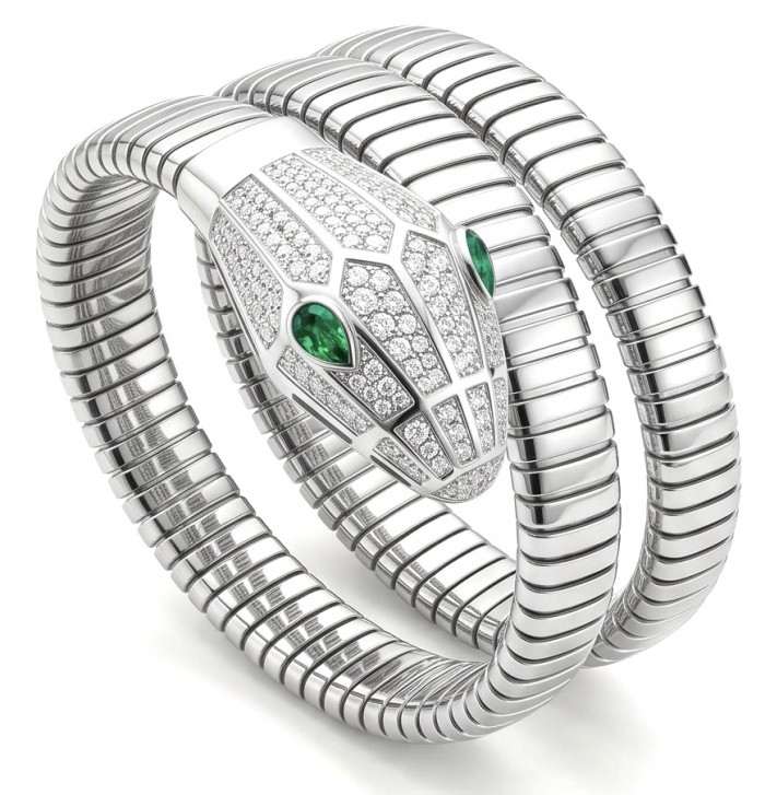 SERPENTINE Precious Snake Genuine 4.2 carat Emerald 925 Sterling Silver handcrafted Bracelet