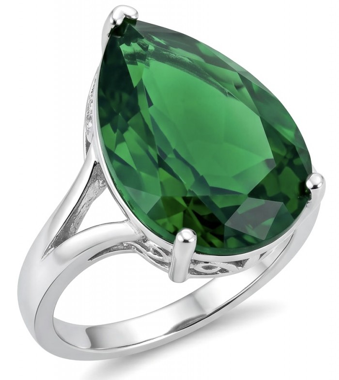 Green Royalty Natural 21.6 carat Chrome Diopside .925 Sterling Silver ring size 5 1/2