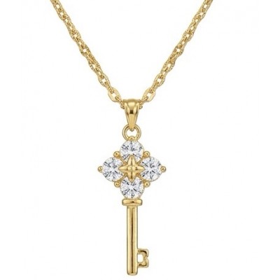 Magic Key - 3.8 carat White Topaz 14K Gold over .925 Sterling Silver handcrafted necklace