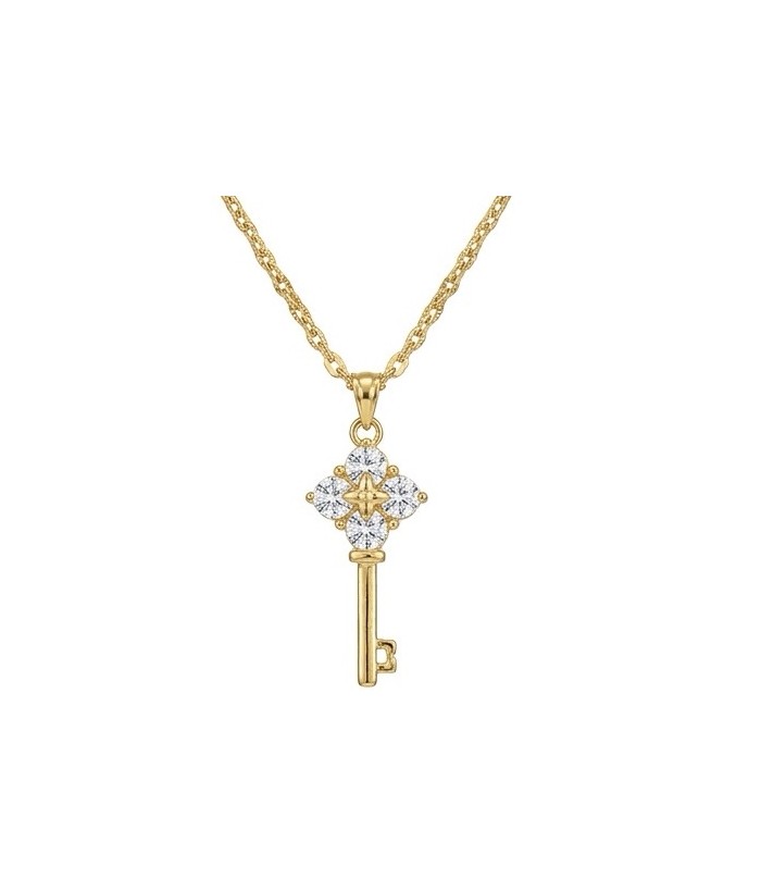 Magic Key - 3.8 carat White Topaz 14K Gold over .925 Sterling Silver handcrafted necklace