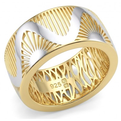Secret code Precious Natural two tones .925 Sterling Silver Women ring size 6