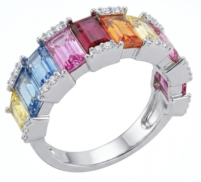 My own Rainbow - authentic 8.7 carat Topaz .925 Sterling Silver Ring size 7