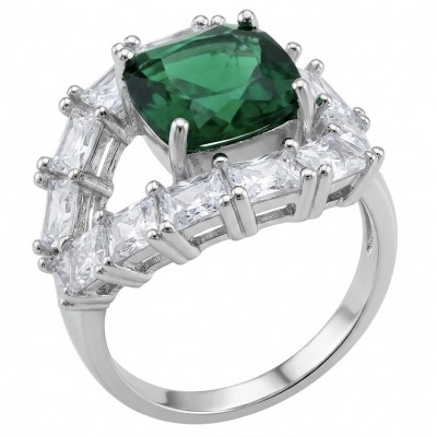 Precious 6.2 CARAT Chrome Diopside .925 Sterling Silver Statement Ring s. 8